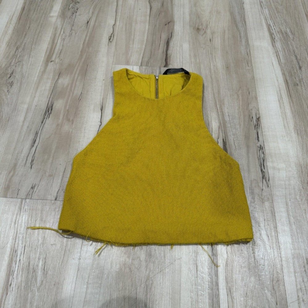 Women’s Zara Yellow Top Blouse Zip Up Size Xsmall Xs - Picture 1 of 6